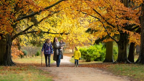 Visitors in the garden at Kedleston Hall, Derbyshire